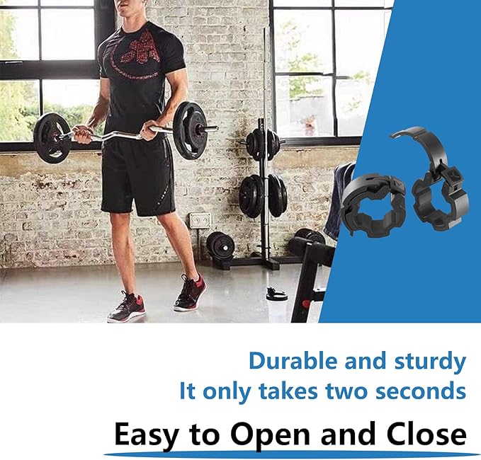 Barbell Clamps 28mm, Barbell Clips, Quick-Release Safety Weight Clips for Bars, Pair of Locking Clips for Workout Weightlifting Fitness Training (Black, 1.1Inches)