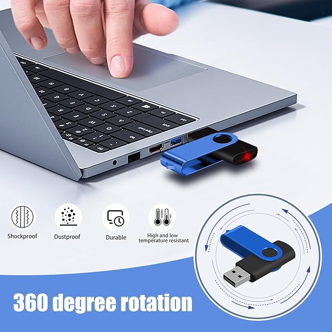 EASTBULL Flash Drive Bulk 8GB USB 100 Pack with Lanyards USB 2.0 Thumb Drive Bulk Memory Stick Swivel Pen Drive for Storage and Backup 8 GB 100 Pack, Blue