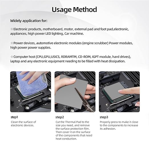 Silicone Thermal Pads 14.8 W/mK, 120x120x1.0mm (1 pcs) Non Conductive Heatsink Cooling Pads for Laptop Heatsink/SSD/CPU/IC/LED Cooler