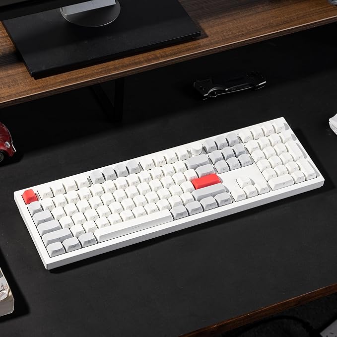 Keychron Q6 Max QMK/LAUNCHER Wireless Bluetooth/2.4GHz/USB-C Wired Custom Mechanical Keyboard, Full Size Programmable Knob RGB Backlit Hot-Swappable Gateron Banana Switch for Mac Windows Linux - White