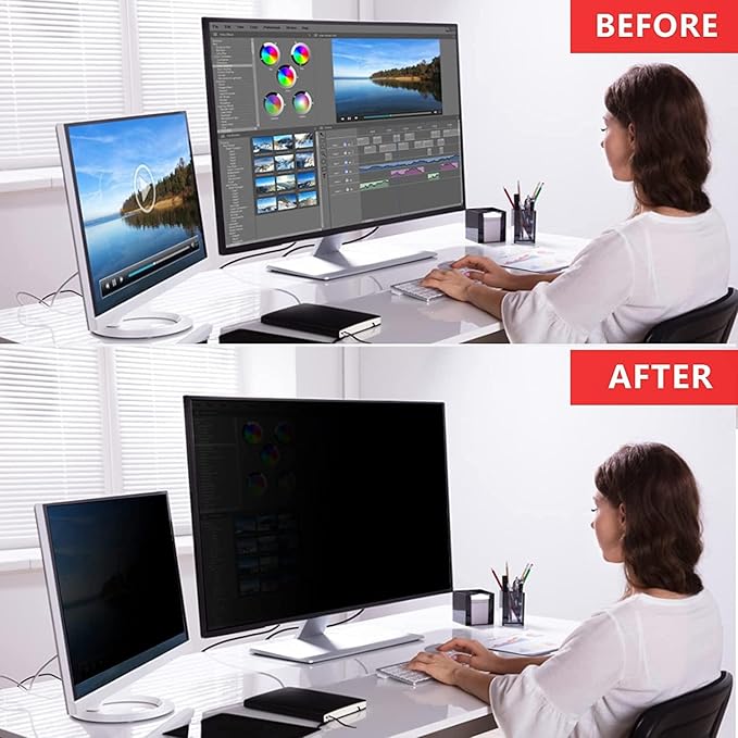 [2 Pack] 24 Inch Computer Privacy Screen Filter for 16:9 Aspect Ratio, Eye Protection, Anti-Glare, Anti-Blue Light Computer Monitor Privacy Filter, Removable Anti-Scratch 24in Protector Film