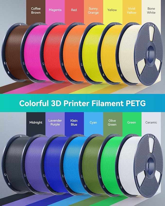 SUNLU 3D Printer Filament PETG Filament 1.75mm, Less Stringing Good Layer Adhesion High Toughness, PETG Filament 1.75 ±0.02mm, 1kg Spool(2.2lbs), Midnight