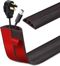 Floor Cord Cover Self Adhesive Cord Hider Floor Extension Cord Covers for Floor Power Cord Protector Cable Management Prevent Cable Trips Cable Cavity 0.32" W x 0.32" H (Dark Walnut, 10Ft)