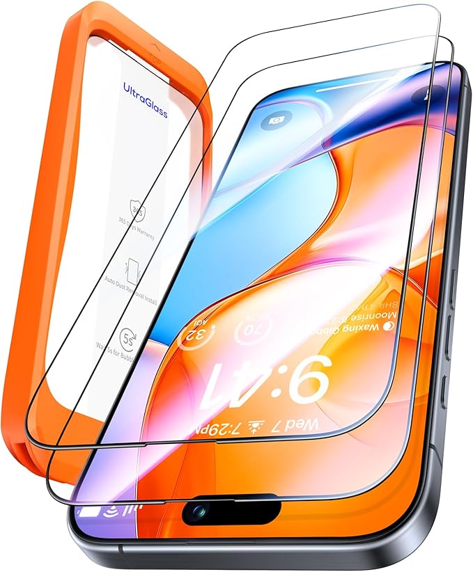 UltraGlass Unbreak Top 9H+ Glass for iPhone 14 Pro Max Screen Protector [12FT Military Grade Shatterproof & Longest Durable] Screen Protector 14 Pro Max Tempered Glass, Anti-fingerprint, 2 Packs