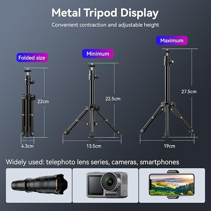 APEXEL 36X HD Telephoto Lens for iPhone/Samsung/Android | High Power Zoom Camera Lens with Tripod Mount, Universal Smartphone