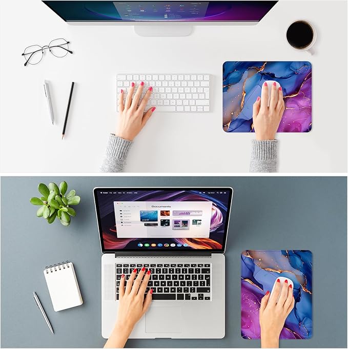 ITNRSIIET Mouse Pad Non-Slip Rubber Base Smooth Surface Stitched Edges Waterproof Durable Compatible with All Mice for Office & Gaming, Desk Accessory, 10.2x8.3x0.12 inch, LiquidGold