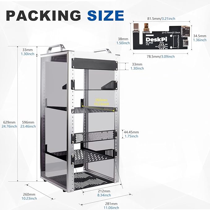 GeeekPi 12U Server Cabinet, 10 inch Server Rack for Network, Servers, Audio, and Video Equipment, DeskPi RackMate T2 Rackmount, 10.23 inch Depth