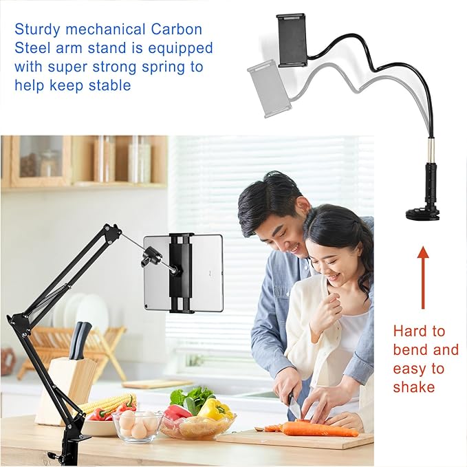 Tablet Stand Phone Holder for Bed,iPad Holder for Desk, Headboard,Bedside,Table, Compatible with iPhone iPad Kindle or Other 4.5-13" Screen Device