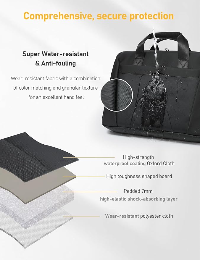 13-14 Inch Laptop Shoulder Bag Business Briefcase Water Resistant Computer Messenger Bags Compatible with MacBook Pro 14, MacBook Air 13 M4, HP, Dell, ASUS Notebook, Black