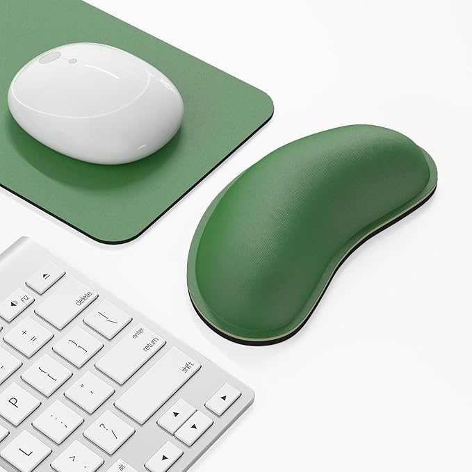 Dapesuom Mouse Wrist Rest, Ergonomic Memory Foam Mouse Wrist for Computer Desk Mats Support, Hand Rest Pad Cushion for Gaming, Office, Laptop, Men, Women, Pain Relief & Easy Typing, Forest Green