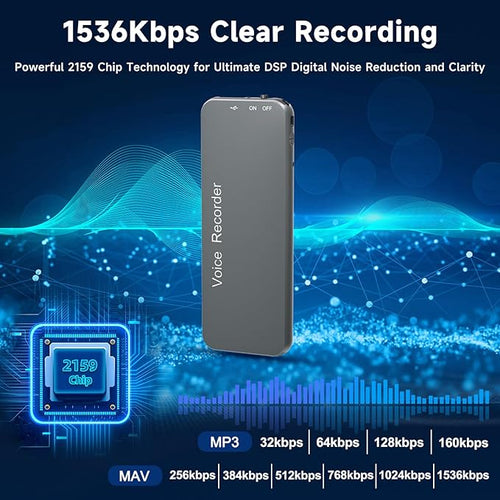 128GB(1800Hrs) Howabo Voice Activated Recorder with Playback, 40Hrs Recording Device with Metal Housing, 1536Kbps Digital Voice Recorder with USB-C for Interviews Personal Memo