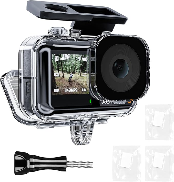 TELESIN Waterproof Case for DJI Action 5 Pro Action 4/3 Camera, with Anti-Fog Underwater Housing Shell Cage Supports 45M/148FT Deep Diving Scuba Snorkeling Swimming with Quick Release Screw