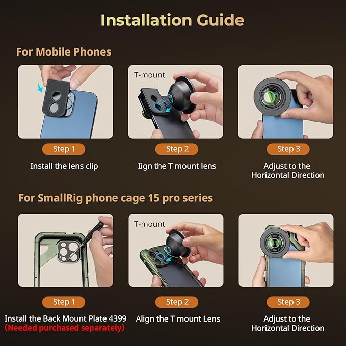SMALLRIG 75mm HD Master Macro Lens, T-Mount Lens for iPhone, for Samsung, for Huawei, for Xiaomi, Macro Photography Phone Camera Lens Attachment - 4588