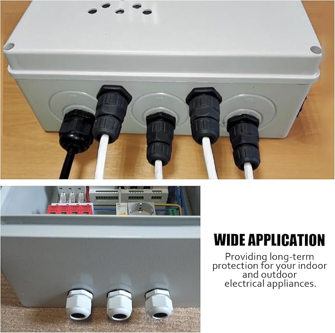 12 Pcs 1/2" NPT Nylon Cable Glands, Grey Strain Relief Cable Cord Connector IP68 Waterproof Junction Box Wire Protectors Adjustable for 6-12mm Cable Diameter