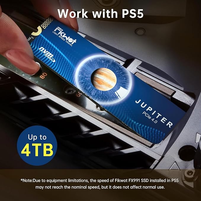 FX991 M.2 SSD 1TB NVMe SSD M2 2280 PCIe Gen 4x4, Read Up to 7100MB/s, Internal Solid State Drive for PS5 Laptop Desktop 3D QLC NAND