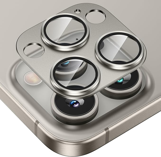 Tensea for iPhone 16 Pro/iPhone 16 Pro Max/iPhone 15 Pro/iPhone 15 Pro Max Camera Lens Protector, Metal Aluminum Alloy Tempered Glass Cover Camera Screen Protector Accessories, Case Friendly