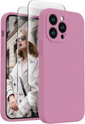 FireNova Designed for iPhone 13 Pro Case, Silicone Upgraded [Camera Protection] Phone Case with [2 Screen Protectors], Soft Anti-Scratch Microfiber Lining Inside, 6.1 inch, Lilac Purple