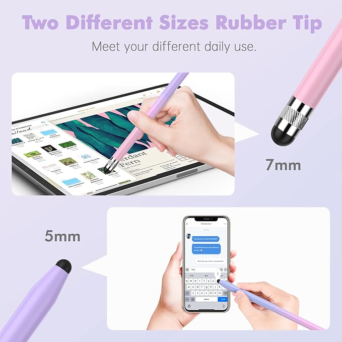 5Pcs Stylus Pens, 2 in 1 Stylus Pen for Touchscreen High Sensitivity Capacitive Stylus for iPad, iPhone, Android Samsung Tablets Skylight Calendar All Universal Touchscreen Devices with 10 Rubber Tips