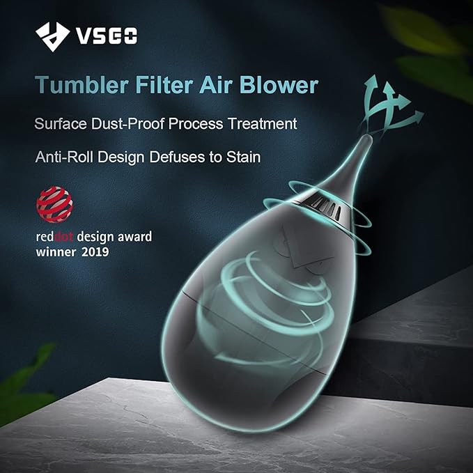 VSGO Professional Lens Cleaning Kit with Air Blower Folding Pouch Microfiber Lens Cloth Wet Wipes Lens Cleaner Metal Brush Cotton Swab Compatible for Optical Camera Lens Phone Laptop Cleaning(VS-A2E)