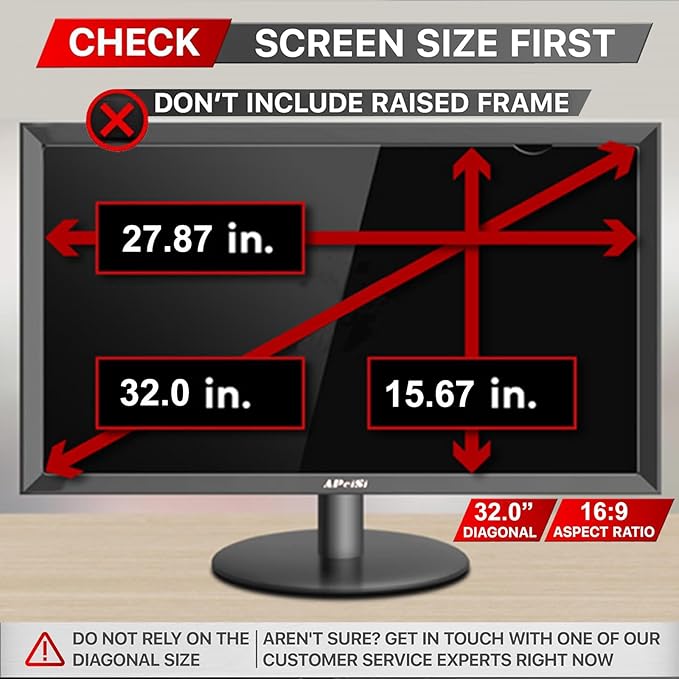 32 Inch Privacy Screen Filter for Widescreen 16:9 Monitor | Privacy Shield | Anti-Glare | Anti-Blue light Protector | Eye Protection | Computer Security Private Filter