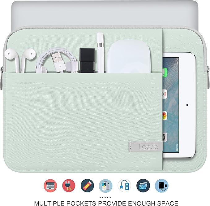 Lacdo 13 inch Laptop Sleeve Case for 13 inch New MacBook Air M4 A3240 2025, M3 A3113, M2 A2681, M1 A2337 | 13" MacBook Pro M2/M1 A2338 A2251 A2289 | 13" iPad Air M3/iPad Pro M4 Computer Bag, Green