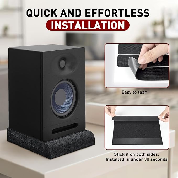 Focusound Studio Monitor Isolation Pads for 3-4.5 Inches Monitors, 2 Pack High Density Acoustic Speaker Isolation Pads Foam