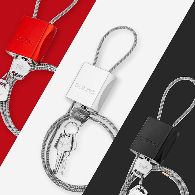 Cable Lock with 3 Keys | L 6.56ft(2m),D 1/6in(4mm) Adjustable Steel Cable Padlock | Aluminum Locks for Bikes, Gate, Lockers & Outdoor Gear | Weatherproof& Silver
