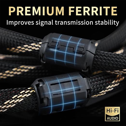 10 AWG Audiophile HiFi Speaker Audio Cable–4N OFC Core,24K Gold-Plated Banana Plugs with Nylon Braid,Compatible with Amplifier,Speakers,AV Receiver & Home Theater(6.56ft/2m) 2-Pack