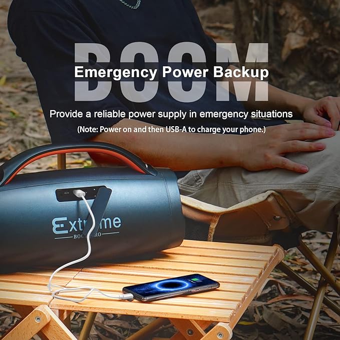 DOSS Extreme Boom Pro Bluetooth Speaker with 100W Stereo Sound, Rich Bass, IPX6 Waterproof, 20H Playtime, Power Bank, Mixed Color Light, Portable for Outdoor, Camping, Beach - Orange