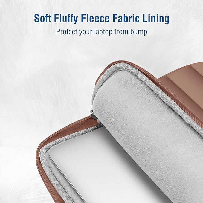 MOSISO 13.3 inch Laptop Case, 13-13.3 inch Puffy Laptop Sleeve Compatible with MacBook Air 13 13.6 M4 M3 M2 M1/Pro 13/Pro 14, HP Dell ASUS Lenovo,Polyester Horizontal Bag with Small Case, Mocha