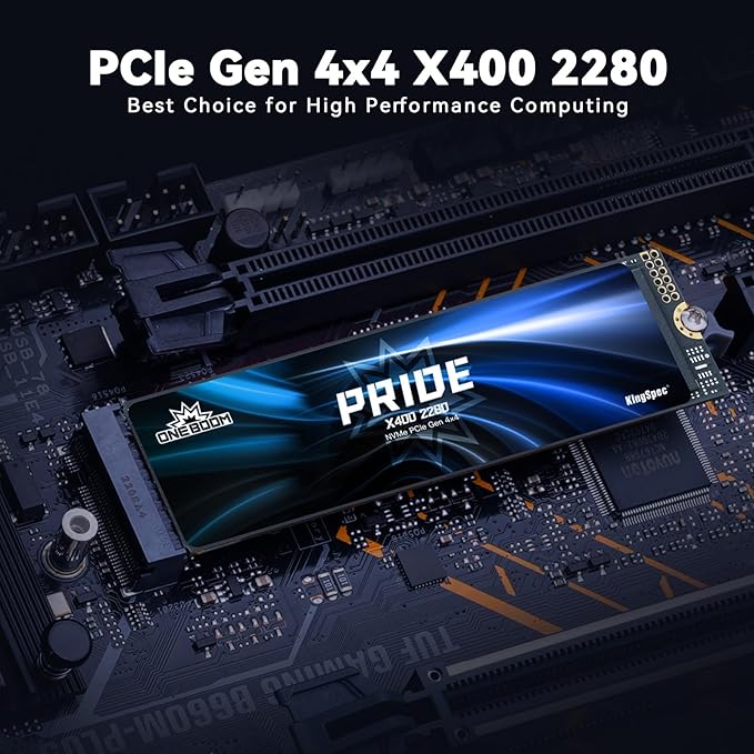 KingSpec OneBoom X400 4TB M.2 SSD Gen4 7300MB/s, TLC 3D NAND Internal NVMe SSD for Gaming & 4K Editing, Compatible with PC / PS5 / Laptop