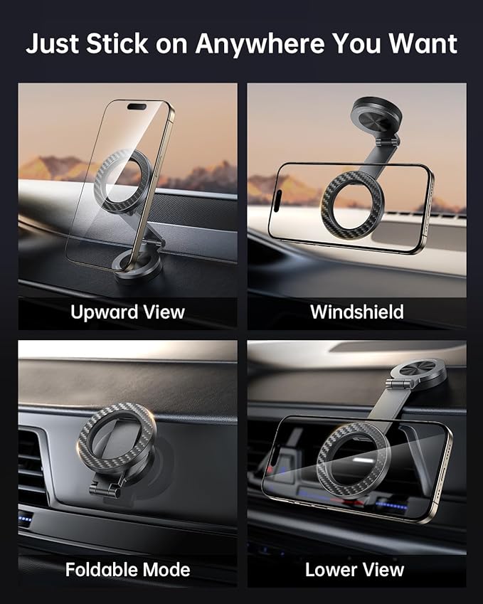 SYNCWIRE for MagSafe Car Mount - [360° Rotation] Magnetic Phone Holder for Car, Adjustable Metal Arm, Car Magnet Phone Mount for Dashboard, Car Accessories Fit iPhone 16 15 14 13 Pro Max &All Phones
