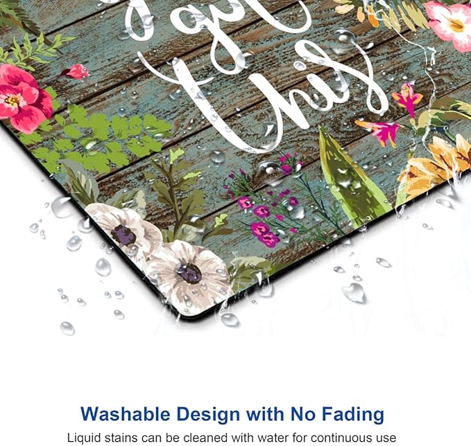Mouse Pad, Floral Inspirational Quote Mousepad, Square Waterproof Pad Non-Slip Rubber Base MousePads for Office Laptop, 9.5inchx7.9inchx0.12inch Inch (Motiavation You Got This)