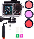 Waterproof Case for DJI Osmo Action 5 Pro/4/3 with 3 Pack Dive Filters, 196FT/60M Underwater Protective Housing Dive Kit, Professional Action Camera Dive Accessory