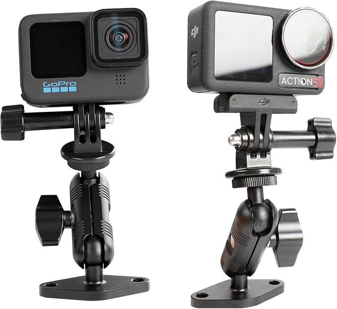 xik Metal 1/4"-20 Mount with Drill Plate Base for Monitors, Action Camera，CCTV Cameras, Camcorders, 360° Rotation Adjustable Camera Mount for Installation on Car Dashboard, Ceiling, and Walls