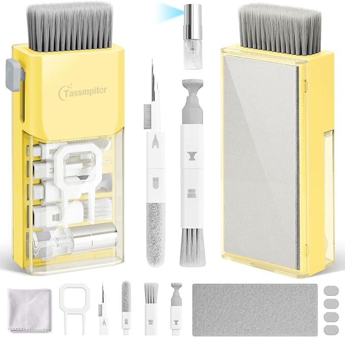 Laptop Screen Keyboard Cleaner Kit, All in 1 Electronics Cleaning Tool for MacBook iPad iPhone Pro Cell Phone, Brush Tool for Tablet, Computer, PC Monitor,TV Camera Lens with Patent, Yellow