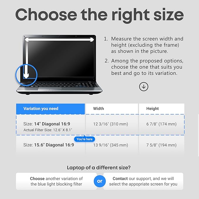 VINTEZ Blue Light Screen Protector for 14 Inch Computer Monitor and Laptop – Anti-UV Blue Light Blocking Film for Desktop PC, Eye Protection Filter, 12.6" x 8.1", 1 Pack