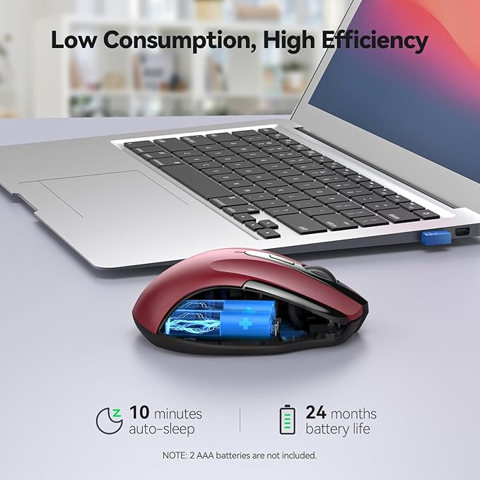 TECKNET Wireless Mouse for Laptop, Silent Mouse Quiet Click, Computer Mice Wireless, 6 Adjustable 4000 DPI Computer Mice
