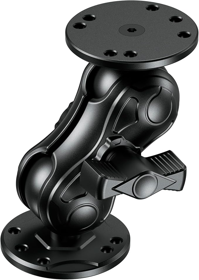 Aluminum Alloy Fish Finder Mount with 1.5" Ball AMPS Hole Round Plates, 3.5" Short Arm Marine Electronic Mount Tablet Holder for Garmin, Lowrance, Humminbird, Raymarine and More