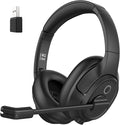 Bluetooth Headset for PC, Wireless Computer Headphone with AI-Powered Environmental Noise Cancelling Microphone & 2.4G USB Dongle, 55H Playtime, Over Ear Comfort Office Headset for Work, Laptop, Zoom