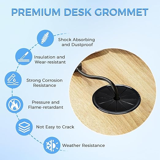 25 Pcs Cable Grommet, Snap Bushing 1-1/8" (28 mm) Mounting Diameter, Flexible Petal-Shaped Buckle Round Nylon Desk Grommet for Wires Through Countertop Cord Organizer and Protection, Black