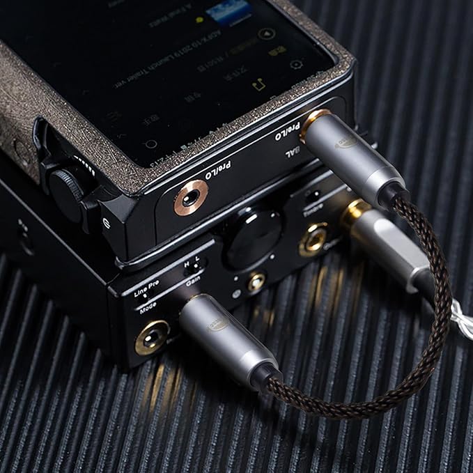 okcsc 4.4MM Male to 3.5MM Male Ultra Short Hifi Audio Cable - OFC Pair Recording Cable - 8-Core Braided Structure - 5.82 inch