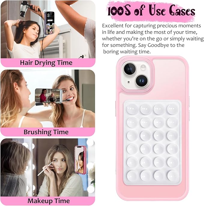 2 Pack Silicone Suction Phone Case Mount, Silicon Adhesive Phone Grip for Smartphones, Hands-Free Mirror Shower Phone Holder for Selfies, Tiktok Videos (Sky Blue)
