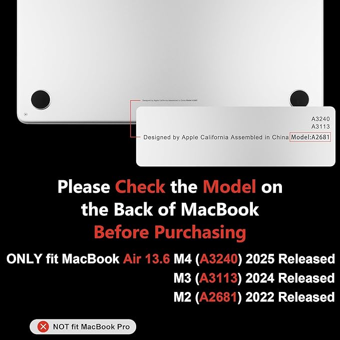 MEEgoodo Case for MacBook Air M4/M3/M2 13.6 inch 2025 2024 2022, Fit Model A3240 A3113 A2681, Compatible with MacBook Air 13 inch,Laptop Hard Shell Case with Keyboard Cover,Engraving Hand Drawn Floral
