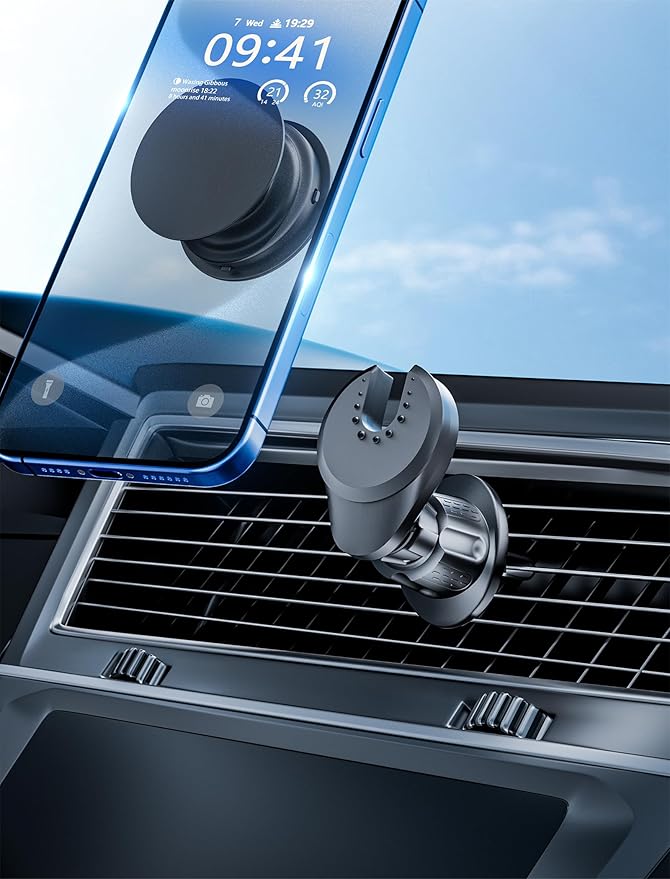 TOPGO Socket Car Phone Mount, [Telescopic Shaped Hook, Stable, No Shaking] Grip Air Vent Car Phone Holder, Compatible with iPhone and All Smartphones with Socket Grip
