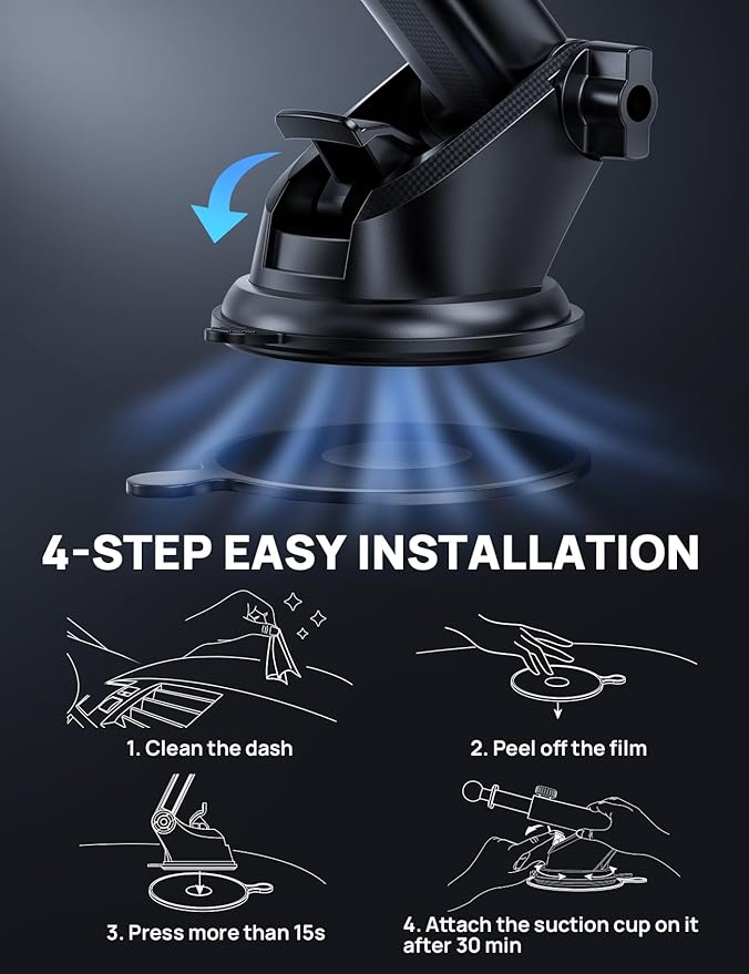 [2025 New] Dashboard Phone Holders for Your Car [Military Grade Stable] Phone Holders for Your Car, Non-Slip Silicone Carbon Fiber Car Phone Mount, Rotatable Suction Cup for All Phone, Green