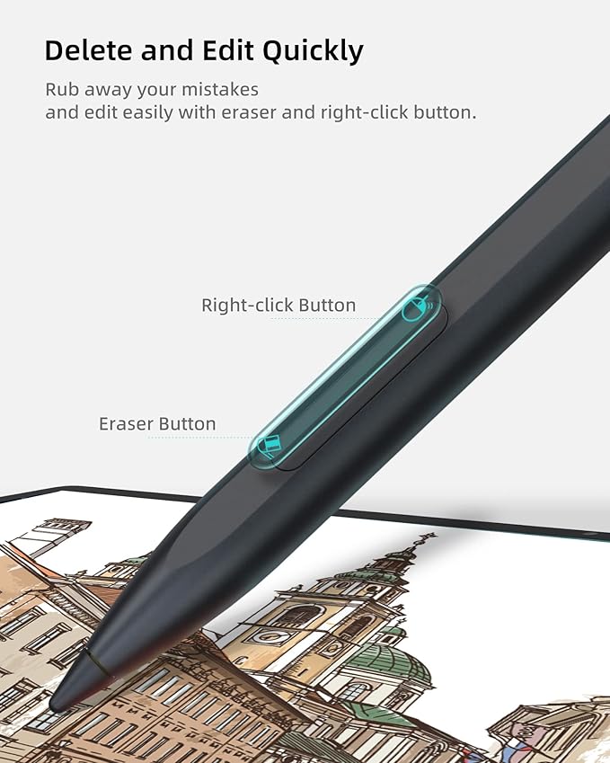 Metapen Stylus Pen M1 for Microsoft Surface (75-Day Battery Life, Smooth Writing), Compatible with Surface Pro 11/10/X/9/8/7/6/5/4/3/Book 3/Laptop 4/Studio 2, ASUS VivoBook Flip 14 for Students&Doers