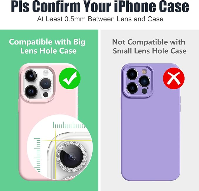 AGVEE 3+3 6 Pack for iPhone 16 Pro 6.3" / 16 Pro Max 6.9" Camera Lens Cover Protector, Bling Glitter & CD-Textured Metal Ring 9H Tempered HD Glass Camera Cover Protector Film, Glitter-Silver
