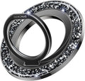 SYNCWIRE Magnetic Phone Ring Holder for MagSafe - Glitter Phone Grip Stand with 360° Rotation & Reinforced Hinge, Compatible with iPhone 16 15 14 13 Pro Max Plus MagSafe Accessories - Glitter Black