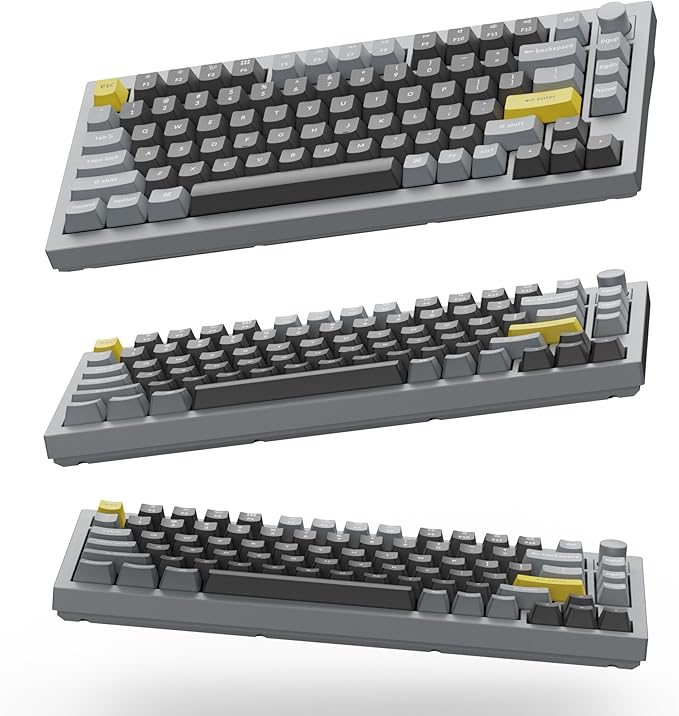 Keychron Q1 RGB Wired Custom Mechanical Keyboard Knob Version, 75% Layout QMK/VIA Programmable with Hot-swappable Gateron G Pro Brown Switch Double Gasket Compatible with Mac Windows Linux (Grey)